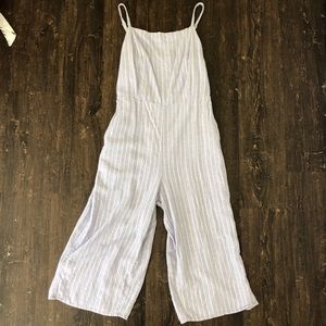 Light purple pinstripe linen jumpsuit